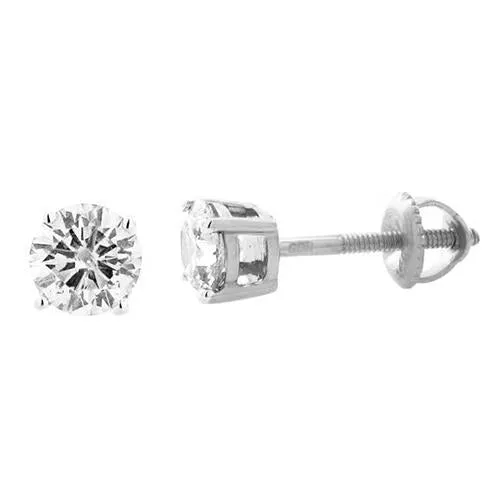 Earrings GB Round Natural Earth Mined Diamond Cut Stud Earring 350 Ct White Gold Jewelry Earrings GB Round Natural Earth Mined Diamond Cut Stud Earring 350 Ct White Gold Jewelry