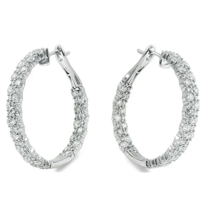 Earrings GB Small Round Cut 640 Carats Natural Earth Mined Diamonds Lady Hoop Earrings White Gold Earrings GB Small Round Cut 640 Carats Natural Earth Mined Diamonds Lady Hoop Earrings White Gold