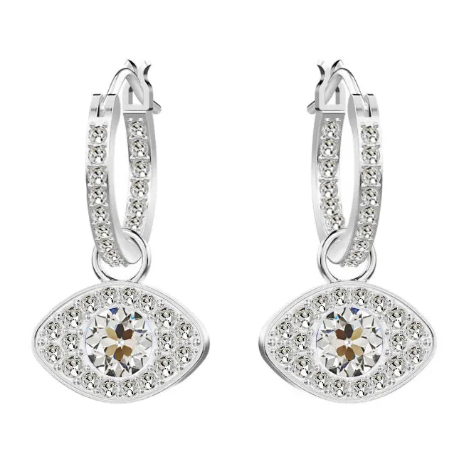 Earrings HarryChadEntcom Drop Hoop Earrings 350 Ct Open Eye Old Cut Halo Mined Diamond Earrings HarryChadEntcom Drop Hoop Earrings 350 Ct Open Eye Old Cut Halo Mined Diamond