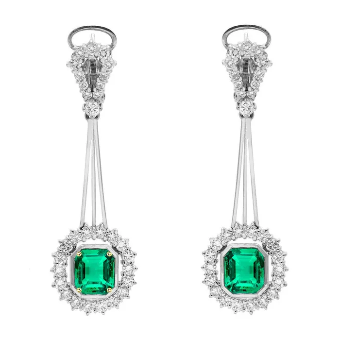Earrings HarryChadEntcom Fashionable Green Emerald Dangle Earrings With Diamonds Earrings HarryChadEntcom Fashionable Green Emerald Dangle Earrings With Diamonds