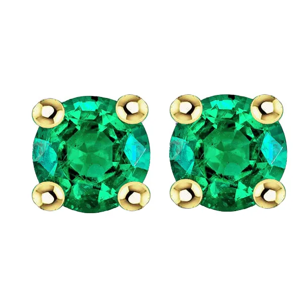 Earrings HarryChadEntcom Genuine 8 Carat Round Green Emerald Earrings