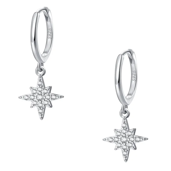 Earrings Hey Happiness North Star Huggie Earrings Sterling Silver