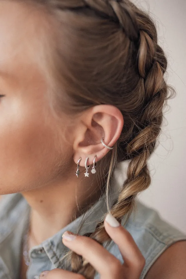 Earrings Hey Happiness North Star Huggie Earrings Sterling Silver Earrings Hey Happiness North Star Huggie Earrings Sterling Silver