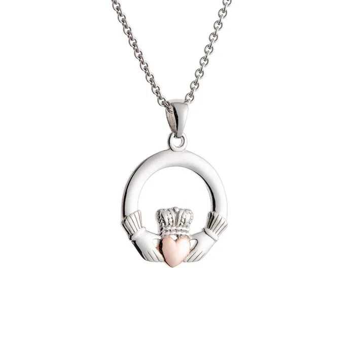 Galway Necklaces Galway Rhodium Plated 925 Sterling Silver Claddagh Pendant 158 Gms Galway Necklaces Galway Rhodium Plated 925 Sterling Silver Claddagh Pendant 158 Gms