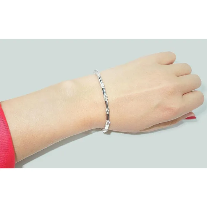 GB Bracelets 250 Carats Round Natural Earth Mined Diamonds Bar Bracelet Clean Design White Gold 14K GB Bracelets 250 Carats Round Natural Earth Mined Diamonds Bar Bracelet Clean Design White Gold 14K