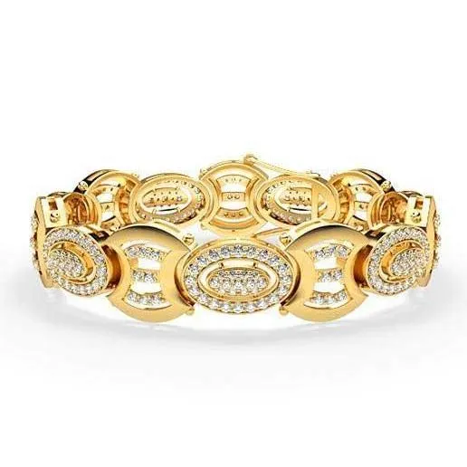 GB Bracelets 7 Carats Small Round Cut Natural Earth Mined Diamonds Mens Bracelet Gold Yellow 14K GB Bracelets 7 Carats Small Round Cut Natural Earth Mined Diamonds Mens Bracelet Gold Yellow 14K