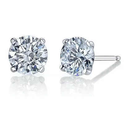 GB Earrings 3 Carats Natural Earth Mined Diamonds Studs Earrings 14K White Gold New GB Earrings 3 Carats Natural Earth Mined Diamonds Studs Earrings 14K White Gold New