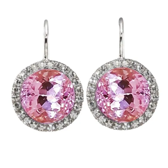 GB Earrings 33 Carats Pink Round Cut Kunzite Natural Earth Mined Diamond Earring Gold Jewelry 14K GB Earrings 33 Carats Pink Round Cut Kunzite Natural Earth Mined Diamond Earring Gold Jewelry 14K
