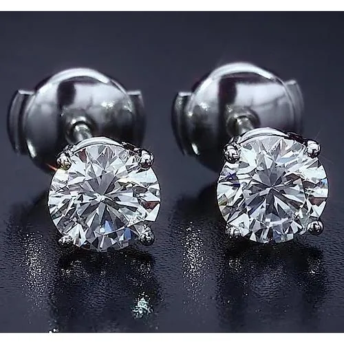 GB Earrings Four Prong Round Natural Earth Mined Diamond Stud Earring 250 Carats White Gold 14K GB Earrings Four Prong Round Natural Earth Mined Diamond Stud Earring 250 Carats White Gold 14K