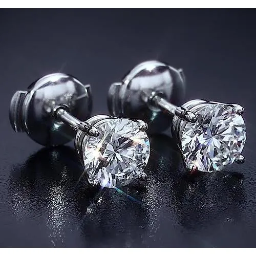 GB Earrings Four Prong Round Natural Earth Mined Diamond Stud Earring 250 Carats White Gold 14K GB Earrings Four Prong Round Natural Earth Mined Diamond Stud Earring 250 Carats White Gold 14K
