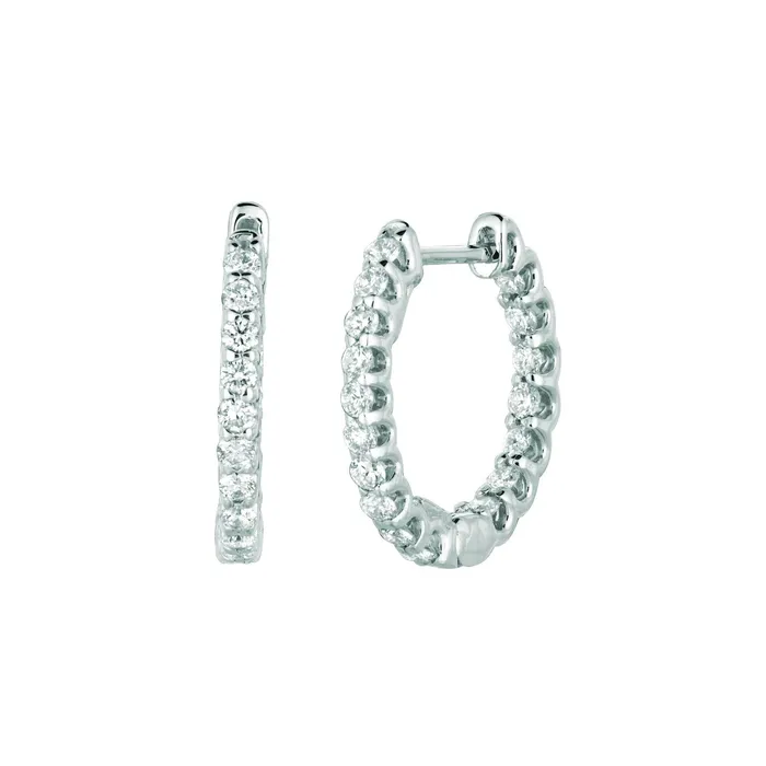 GB Earrings Natural Earth Mined Diamond Hoop Earrings 082 Carats 14K White GB Earrings Natural Earth Mined Diamond Hoop Earrings 082 Carats 14K White