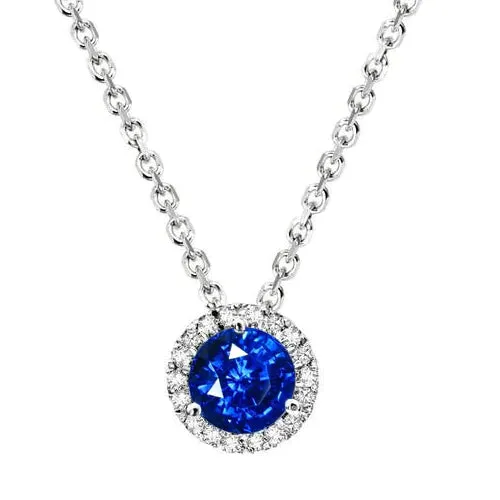 GB Necklaces Natural Earth Mined Diamond Sapphire Pendant