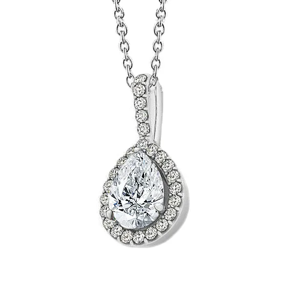 GB Necklaces Round Pear Natural Earth Mined Diamond Pendant Necklace Without Chain 175 Carat WG 14K