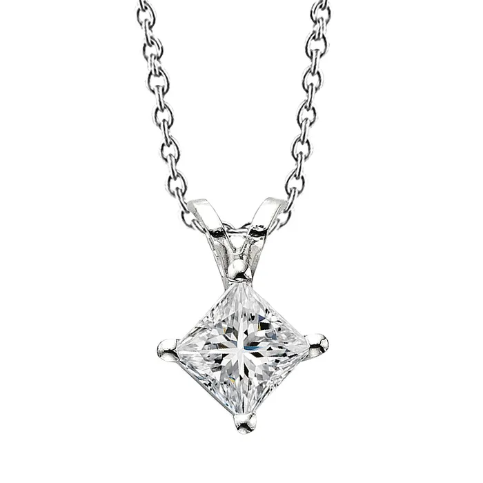 GB Necklaces Sparkling Princess Cut Natural Earth Mined Diamond Pendant Necklace 250 Ct White Gold 14K GB Necklaces Sparkling Princess Cut Natural Earth Mined Diamond Pendant Necklace 250 Ct White Gold 14K