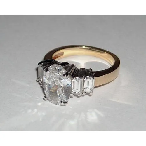 GB Oval Natural Earth Mined Diamond Ring Antique Look 151 Carats Two Tone Jewelry New Rings GB Oval Natural Earth Mined Diamond Ring Antique Look 151 Carats Two Tone Jewelry New Rings