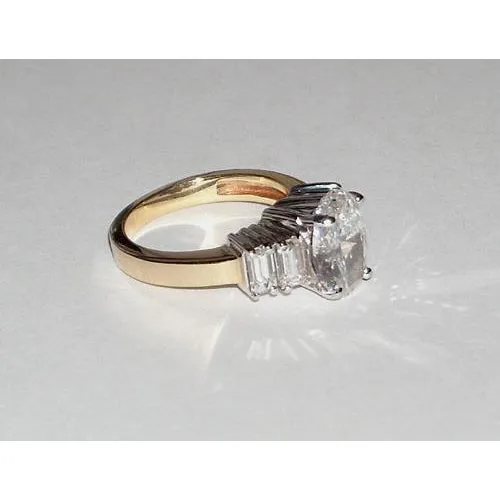 GB Oval Natural Earth Mined Diamond Ring Antique Look 151 Carats Two Tone Jewelry New Rings
