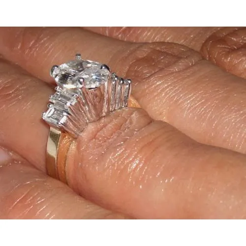 GB Oval Natural Earth Mined Diamond Ring Antique Look 151 Carats Two Tone Jewelry New Rings