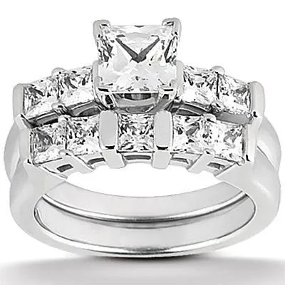 GB Princess Natural Earth Mined Diamond Engagement Ring Set 211 Carats White Gold 14K Rings GB Princess Natural Earth Mined Diamond Engagement Ring Set 211 Carats White Gold 14K Rings