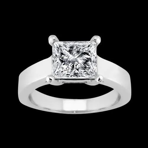 GB Rings 150 Carats Solitaire Princess Natural Earth Mined Diamond Ring White Gold 14K