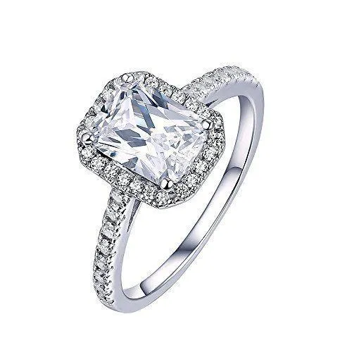 GB Rings 225 Carats Radiant And Round Cut Natural Earth Mined Diamonds Halo Ring White Gold 14K