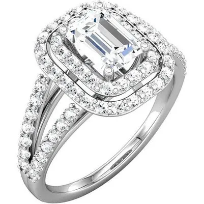 GB Rings 226 Carats Emerald Center Natural Earth Mined Diamond Halo Ring Solid White Gold 14K GB Rings 226 Carats Emerald Center Natural Earth Mined Diamond Halo Ring Solid White Gold 14K