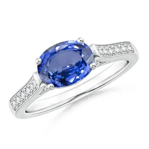 GB Rings 260 Ct Oval Sri Lanka Sapphire Natural Earth Mined Diamonds Ring 14K White Gold