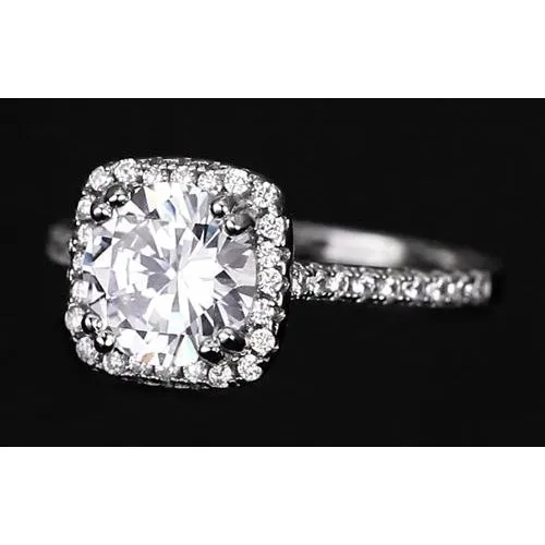 GB Rings 275 Carats Round Natural Earth Mined Diamond Halo Engagement Ring GB Rings 275 Carats Round Natural Earth Mined Diamond Halo Engagement Ring