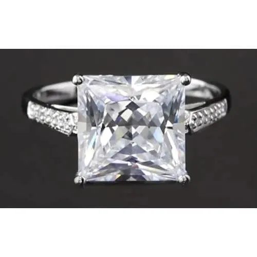 GB Rings Big 108 Carat Princess Lab Grown Diamond Ring White Gold 14K