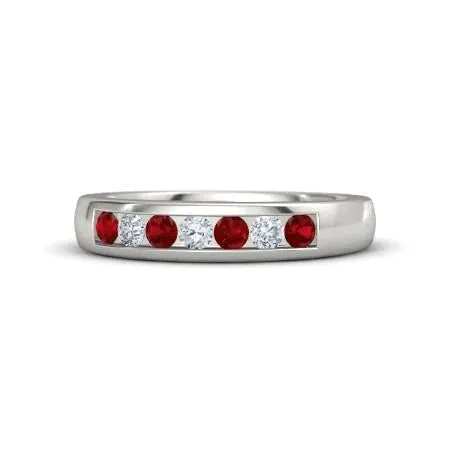 GB Rings Comfort Fit Ruby Natural Earth Mined Diamond Band 250 Carats White Gold 14K GB Rings Comfort Fit Ruby Natural Earth Mined Diamond Band 250 Carats White Gold 14K