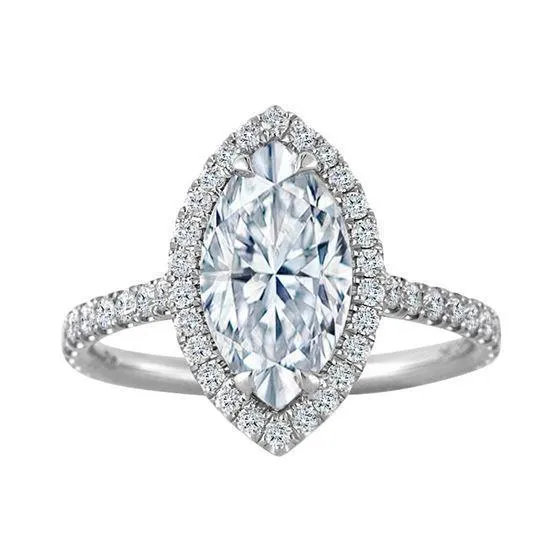 GB Rings Marquise Cut With Halo 195 Carats Natural Earth Mined Diamond Ring White Gold 14K Jewelry GB Rings Marquise Cut With Halo 195 Carats Natural Earth Mined Diamond Ring White Gold 14K Jewelry
