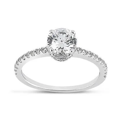 GB Rings Round Natural Earth Mined Diamond White Gold 14K Engagement Ring With Accents 269 Carats GB Rings Round Natural Earth Mined Diamond White Gold 14K Engagement Ring With Accents 269 Carats