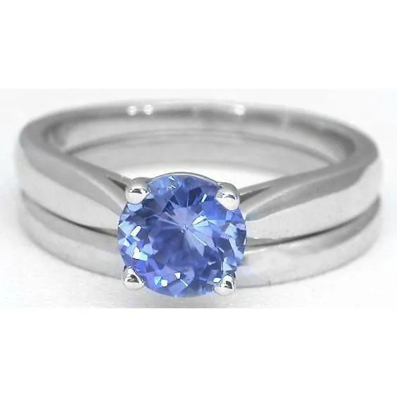 GB Rings Solitaire 3 Carat Ceylon Sapphire Ring Set 14K New