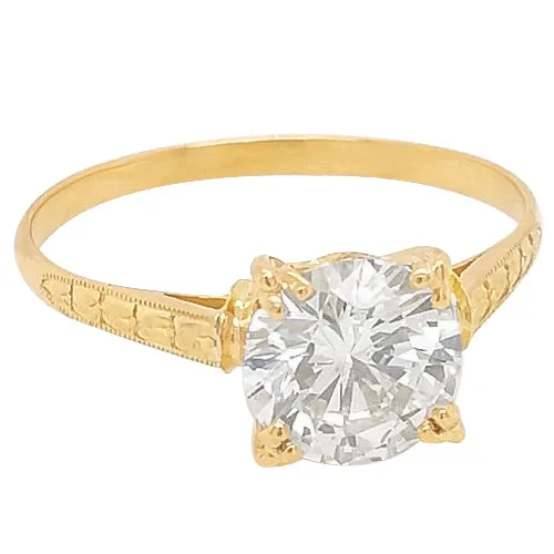 GB Solitaire Natural Earth Mined Diamond Ring 2 Carats Milgrain Yellow Gold Ladies Jewelry Rings GB Solitaire Natural Earth Mined Diamond Ring 2 Carats Milgrain Yellow Gold Ladies Jewelry Rings
