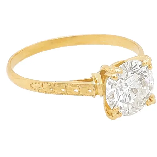 GB Solitaire Natural Earth Mined Diamond Ring 2 Carats Milgrain Yellow Gold Ladies Jewelry Rings GB Solitaire Natural Earth Mined Diamond Ring 2 Carats Milgrain Yellow Gold Ladies Jewelry Rings