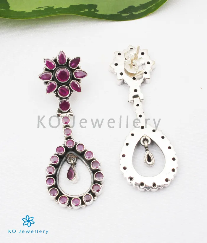 Gemstone Earrings The Avni Silver Gemstone Earrings Red