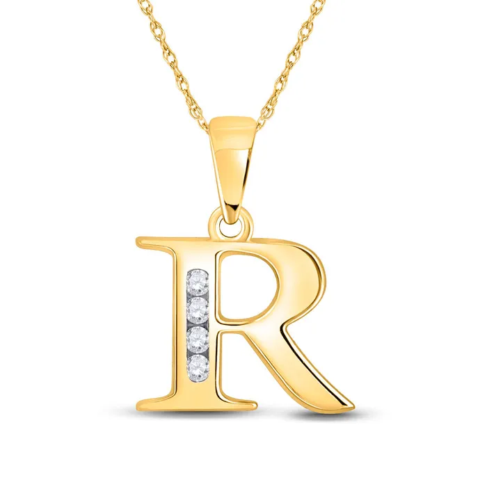 GND Necklaces GND 10Kt Yellow Gold Womens Round Diamond R Initial Letter Pendant 120 Cttw GND Necklaces GND 10Kt Yellow Gold Womens Round Diamond R Initial Letter Pendant 120 Cttw