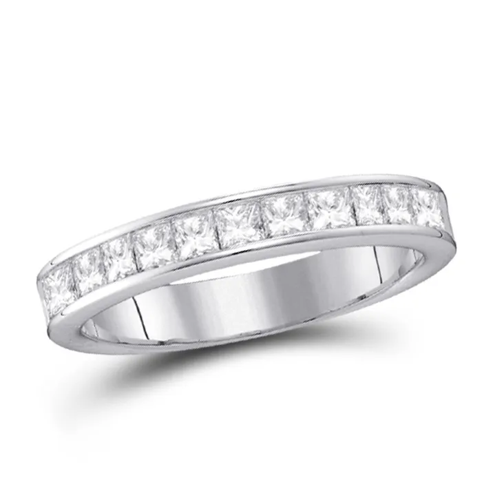 GND Rings GND 14kt White Gold Womens Princess Diamond Wedding Band 14 Cttw Size 7 GND Rings GND 14kt White Gold Womens Princess Diamond Wedding Band 14 Cttw Size 7