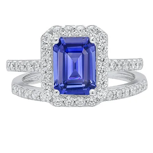 Halo Emerald Sapphire Wedding Ring Set 450 Carats White Gold Jewelry HarryChadEntcom Rings Halo Emerald Sapphire Wedding Ring Set 450 Carats White Gold Jewelry HarryChadEntcom Rings