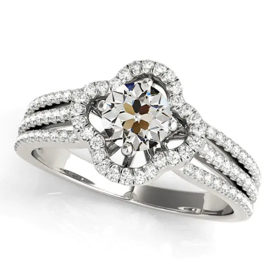 Halo Old Miner Natural Earth Mined Diamond Ring Flower Style Gold Split Shank 350 Carats HarryChadEntcom Rings Halo Old Miner Natural Earth Mined Diamond Ring Flower Style Gold Split Shank 350 Carats HarryChadEntcom Rings