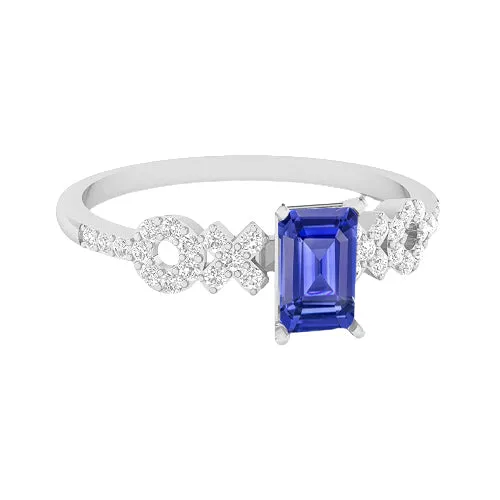 HarryChadEntcom Blue Sapphire Natural Earth Mined Diamond Emerald Ring 250 Carats XO Style White Gold 14K Rings HarryChadEntcom Blue Sapphire Natural Earth Mined Diamond Emerald Ring 250 Carats XO Style White Gold 14K Rings