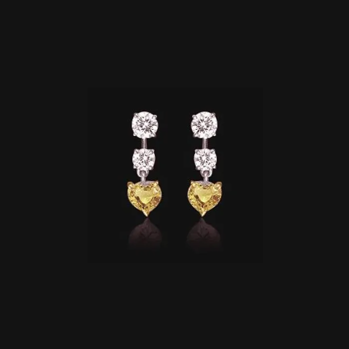 HarryChadEntcom Earrings Dangle Earrings Yellow Canary Diamond Heart Round Cut Two Tone Gold 14K HarryChadEntcom Earrings Dangle Earrings Yellow Canary Diamond Heart Round Cut Two Tone Gold 14K
