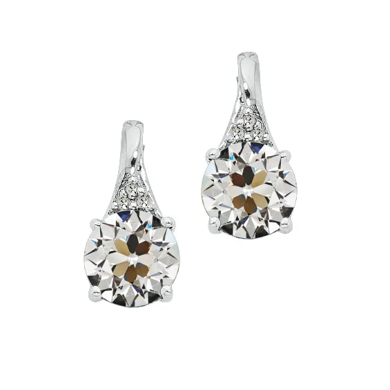 HarryChadEntcom Earrings Genuine Diamond Round Old Mine Cut Drop Earrings 350 Carats Ladies Jewelry HarryChadEntcom Earrings Genuine Diamond Round Old Mine Cut Drop Earrings 350 Carats Ladies Jewelry