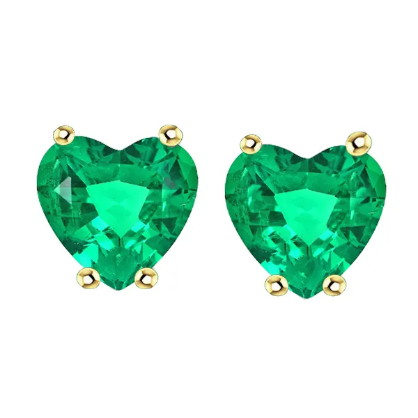 HarryChadEntcom Earrings Green Emerald Earrings Heart Studs