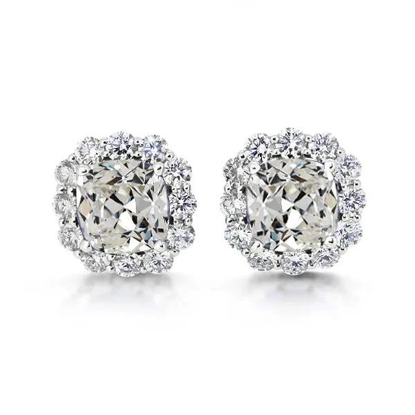 HarryChadEntcom Earrings Halo Cushion Old Mine Cut Real Diamond Stud Earrings 7 Carats HarryChadEntcom Earrings Halo Cushion Old Mine Cut Real Diamond Stud Earrings 7 Carats
