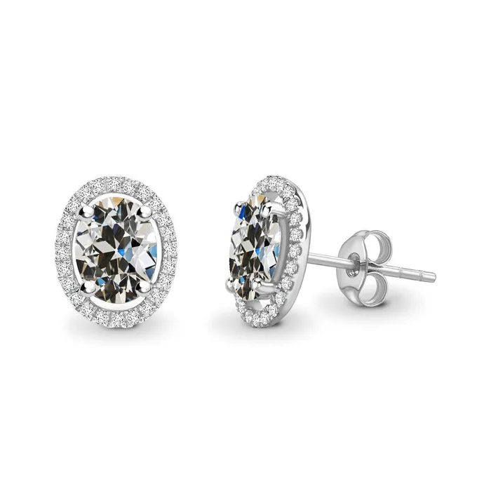 HarryChadEntcom Earrings Halo Real Diamond Oval Old Miner Stud Earrings 550 Carats HarryChadEntcom Earrings Halo Real Diamond Oval Old Miner Stud Earrings 550 Carats