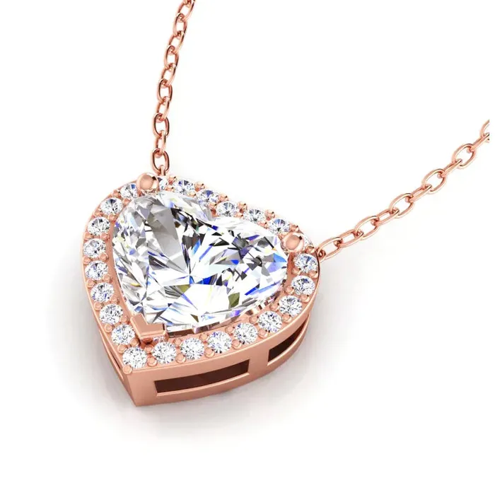 HarryChadEntcom Necklaces 4ct Heart Shaped Earth Mined Diamond Halo Necklace HarryChadEntcom Necklaces 4ct Heart Shaped Earth Mined Diamond Halo Necklace