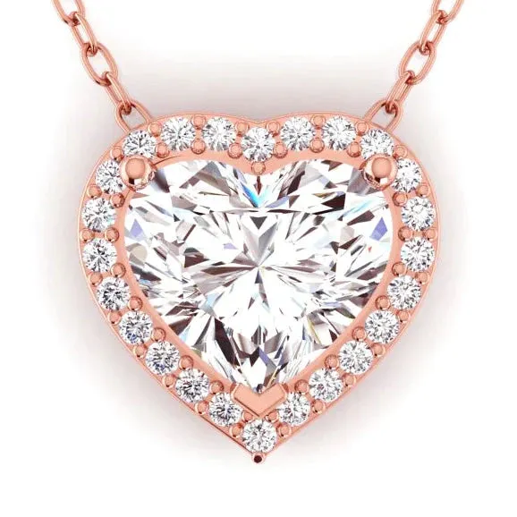 HarryChadEntcom Necklaces 4ct Heart Shaped Earth Mined Diamond Halo Necklace HarryChadEntcom Necklaces 4ct Heart Shaped Earth Mined Diamond Halo Necklace