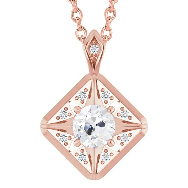 HarryChadEntcom Necklaces Rose Gold 14K Natural Earth Mined Diamond Pendant Jewelry Round Old Miner 250 Carats HarryChadEntcom Necklaces Rose Gold 14K Natural Earth Mined Diamond Pendant Jewelry Round Old Miner 250 Carats