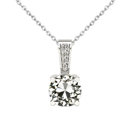 HarryChadEntcom Necklaces Round Natural Diamond Pendant 2 Carats Old Miner For Women HarryChadEntcom Necklaces Round Natural Diamond Pendant 2 Carats Old Miner For Women