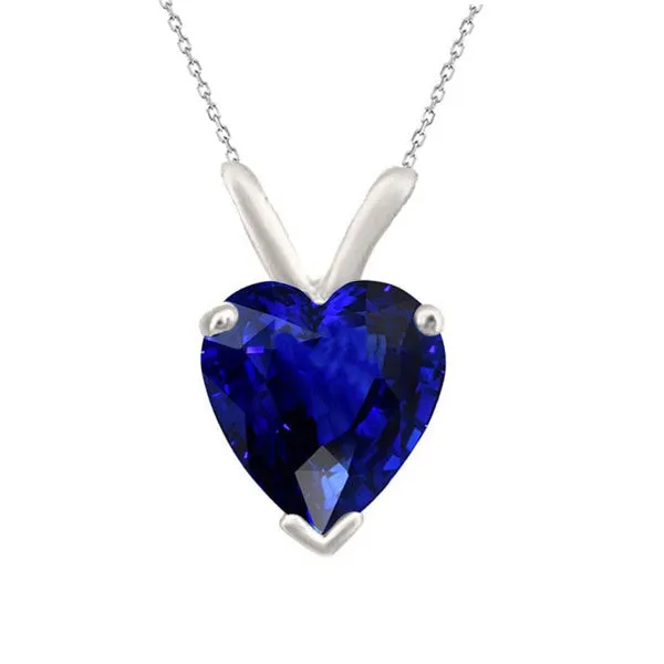 HarryChadEntcom Necklaces V Prong Solitaire Pendant Heart Sri Lankan Sapphire Necklace 350 Carats HarryChadEntcom Necklaces V Prong Solitaire Pendant Heart Sri Lankan Sapphire Necklace 350 Carats